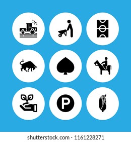 farm icon. 9 farm set with corn, field, park and tractor vector icons for web and mobile app