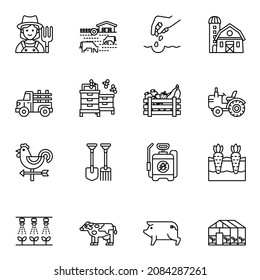 Farm icon. Agriculture and Farming line icons set 1.