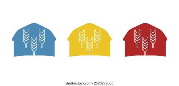 farm icon, barn, on a white background, vector illustration