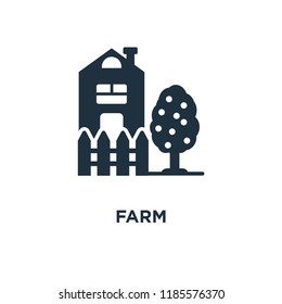 Farm icon. Black filled vector illustration. Farm symbol on white background. Can be used in web and mobile.