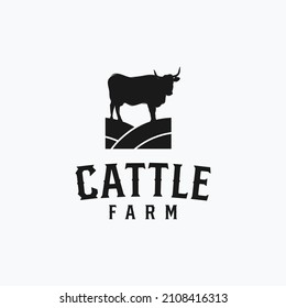 farm icon, cattle farm logo vector illustration design