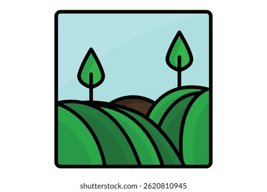 Farm icon. colored outline icon style. icon related to agricultural activity. agriculture elements vector illustration