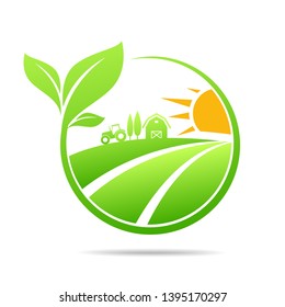 Farm icon concept logo Leaf Icon Vector Illustrations