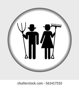 Farm icon with farmers man and woman