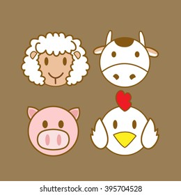 Farm icon, head characters.