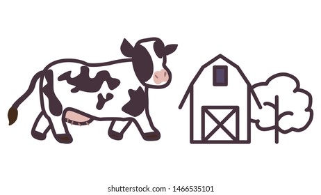 Farm icon, Infographic, minimal vector design, easy to adjust color