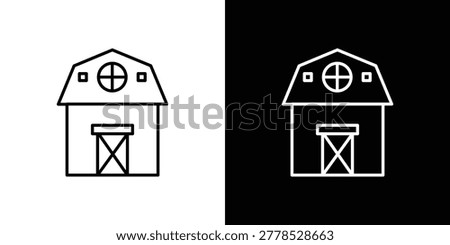 Farm icon in line art versions on white background