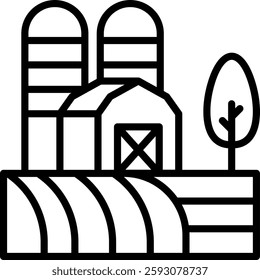 Farm Icon Line Vector Illustration
