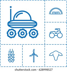 Farm icon. set of 6 farm outline icons such as wheat, goat, barn, tractor