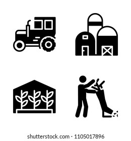 Farm icon set. agricultural, harvest, hat and machinery vector illustration for web