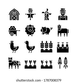 Farm icon set, agriculture icon collection