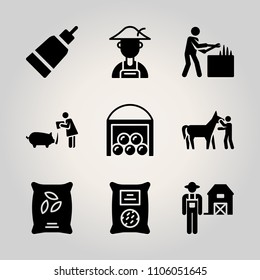 Farm icon set. background, empty, country and growing vector illustration for web