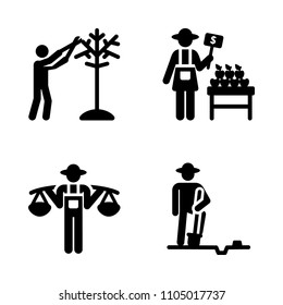 Farm icon set. country, senior, happy and man vector illustration for web