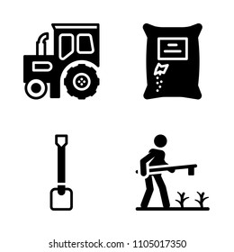 Farm icon set. design, soil, dig and adult vector illustration for web