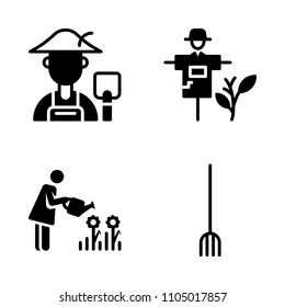 Farm icon set. doll, fall, wooden and adult vector illustration for web