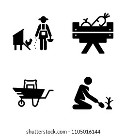 Farm icon set. eating, corn, material and bio vector illustration for web