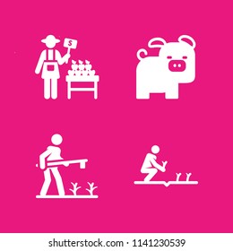 farm icon set. With farmer, farmer and pig  vector icons for graphic design and web