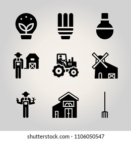 Farm icon set. flour, texture, netherlands and fresh vector illustration for web