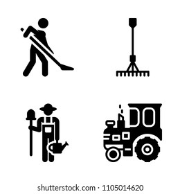 Farm icon set. grain, machine, adult and leaf vector illustration for web