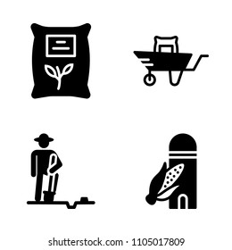 Farm icon set. house, spring, protein and working vector illustration for web