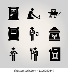 Farm icon set. load, ground, biology and rancher vector illustration for web
