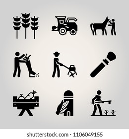 Farm icon set. machine, working, barn and seamless vector illustration for web