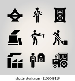 Farm icon set. mechanic, facility, atomic and happy vector illustration for web