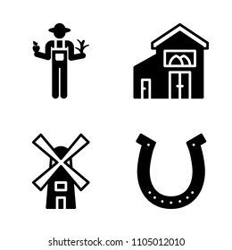 Farm icon set. old, board, flour and dutch vector illustration for web