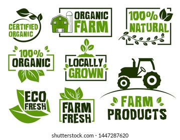 Farm Icon Set. Organic Food. Vector Illustration.