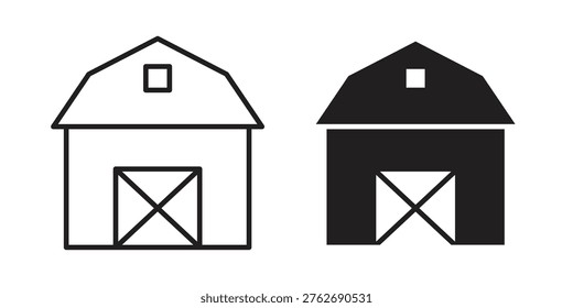 Farm icon set. outlined and solid flat clipart versions.