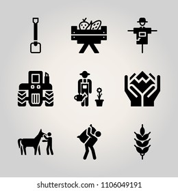 Farm icon set. people, element, ear and straw vector illustration for web