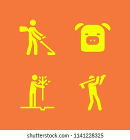 farm icon set. With pig, farmer and farmer  vector icons for graphic design and web