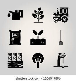 Farm icon set. protein, petroleum, seeding and object vector illustration for web