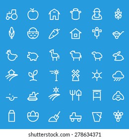 Farm icon set, simple and thin line design