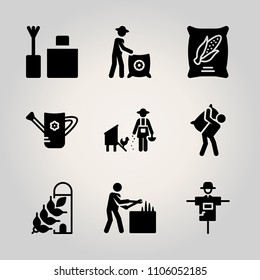 Farm icon set. texture, pumpkin, grow and ripe vector illustration for web