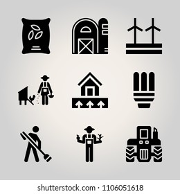 Farm icon set. thermal, seeds, people and concept vector illustration for web
