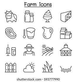 Farm Icon Set In Thin Line Style