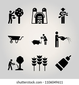 Farm icon set. timber, therapy, agriculture and polish vector illustration for web