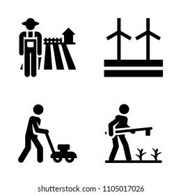 Farm icon set. tractor, environment, wheat and rotation vector illustration for web