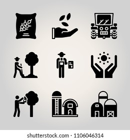 Farm icon set. transport, fresh, house and recycling vector illustration for web