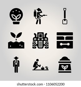 Farm icon set. tree, electric, fertilization and drawing vector illustration for web