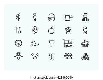 Farm Icon Set Vector.