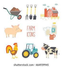 Farm icon set. Vector illustration.