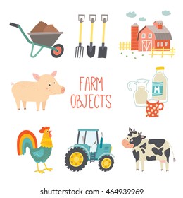 Farm icon set. Vector illustration.