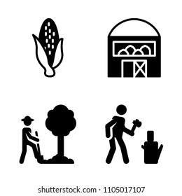 Farm icon set. vector, male, wood and windmill vector illustration for web