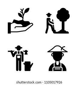 Farm icon set. vegan, white, growing and young vector illustration for web