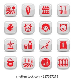 Farm Icon Set for web and mobile. All elements are grouped.