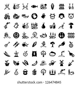 Farm Icon Set For Web And Mobile. All Elements Are Grouped.