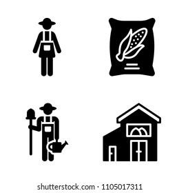 Farm icon set. wood, isolated, house and yellow vector illustration for web