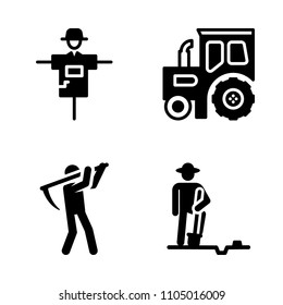 Farm icon set. work, autumn, industry and seed vector illustration for web